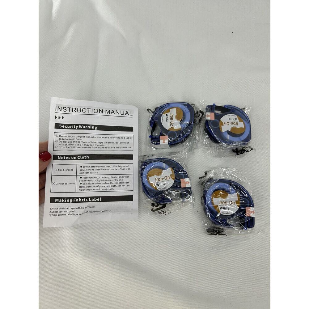 4PK Iron-on White Fabric Label Tape Refills 1/2in for DYMO LetraTag 18771